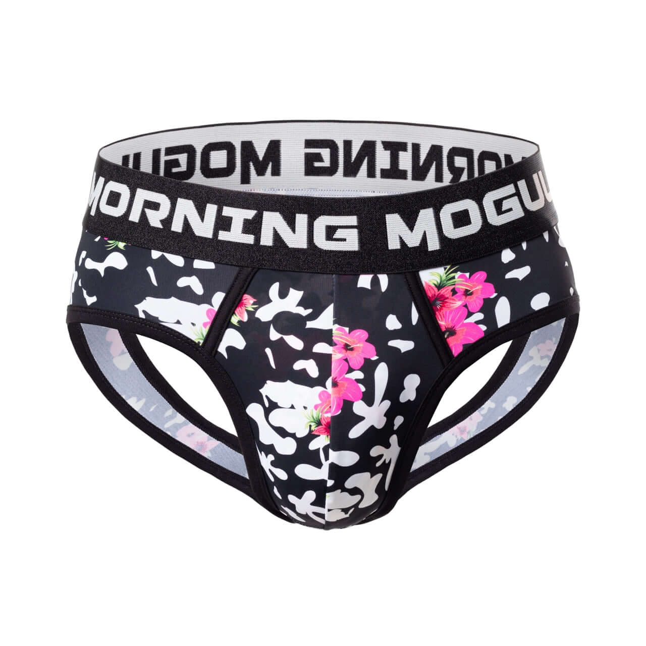 Hibiscus Black And White-Backless Brief