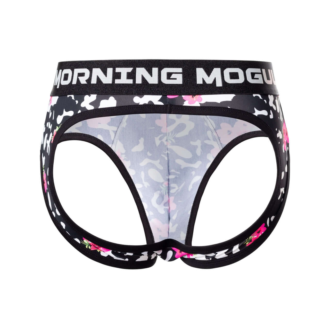 Hibiscus Black And White-Backless Brief