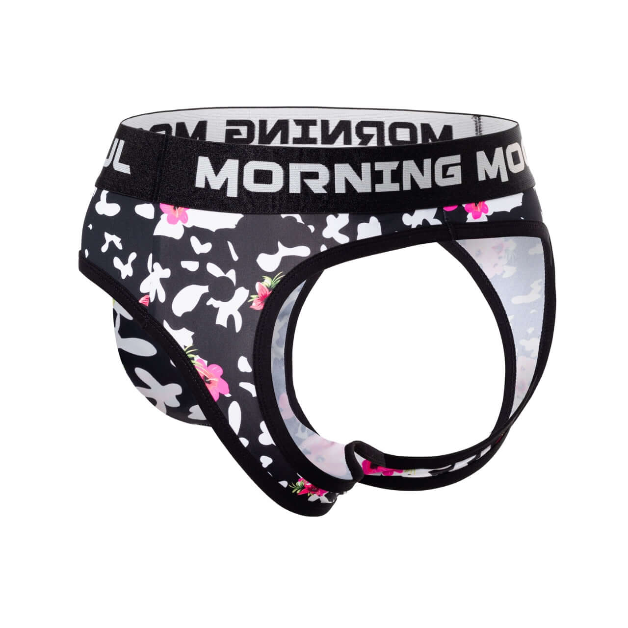 Hibiscus Black And White-Backless Brief
